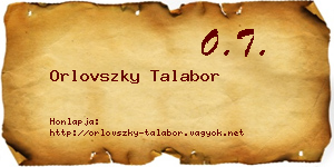 Orlovszky Talabor névjegykártya